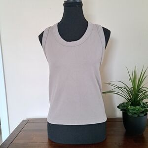 Reflex Tank Racer Back Ribbed Seamless Taupe Brown Casual Stretch Size XL